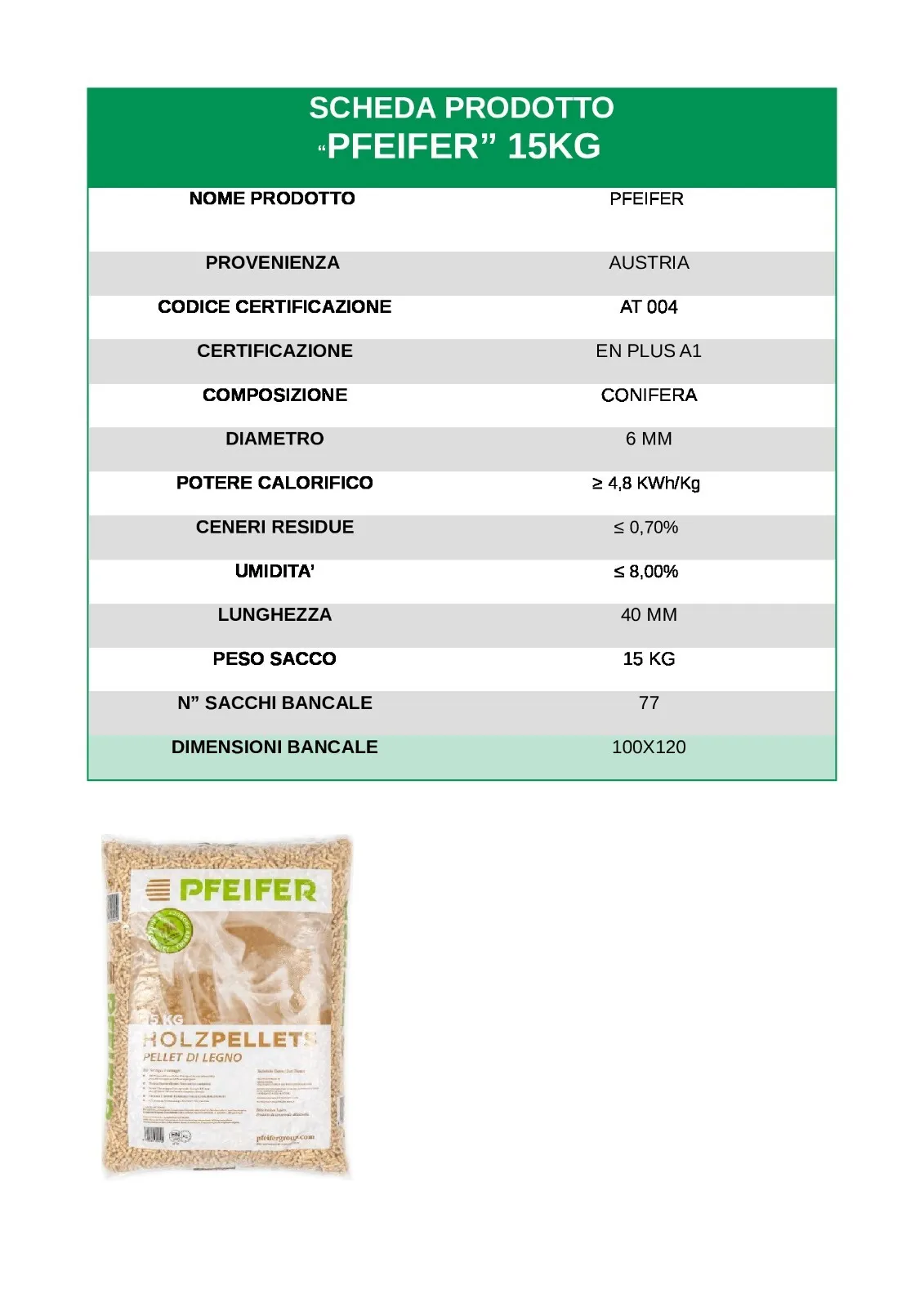 Pellet di Abete Austriaco Certificato Pfeifer 15 kg - immagine 2